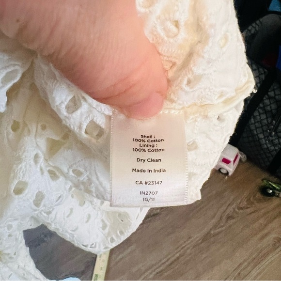 Talbots Womens Eyelet Solid White Cotton 3/4 Sleeve Shirt 16P Tunic Cottagecore - Picture 11 of 12